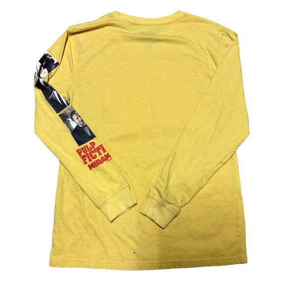PULP FICTION LONG SLEEVE T SHIRT SIZE S YELLOW GRAPHICS ON SLEEVE VINCENT VEGA - Picture 5 of 5